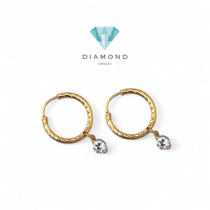 Anting Emas Hoop Ulir 700K Diamond Jewelry-385AMS098LS-HT