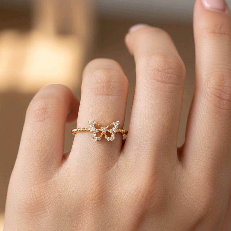 Butterfly Gold Rings 16K / Cincin Emas Kupu-Kupu 16K / Diamond Jewelry / 439CMSO97LS