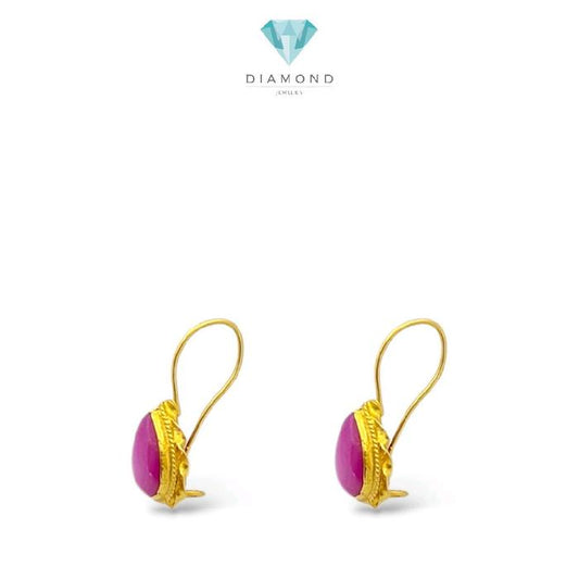 Ruby Pear Gold Earrings 23K / Anting Emas Ruby Pear 23K / Diamond Jewelry / 310AMSWP2