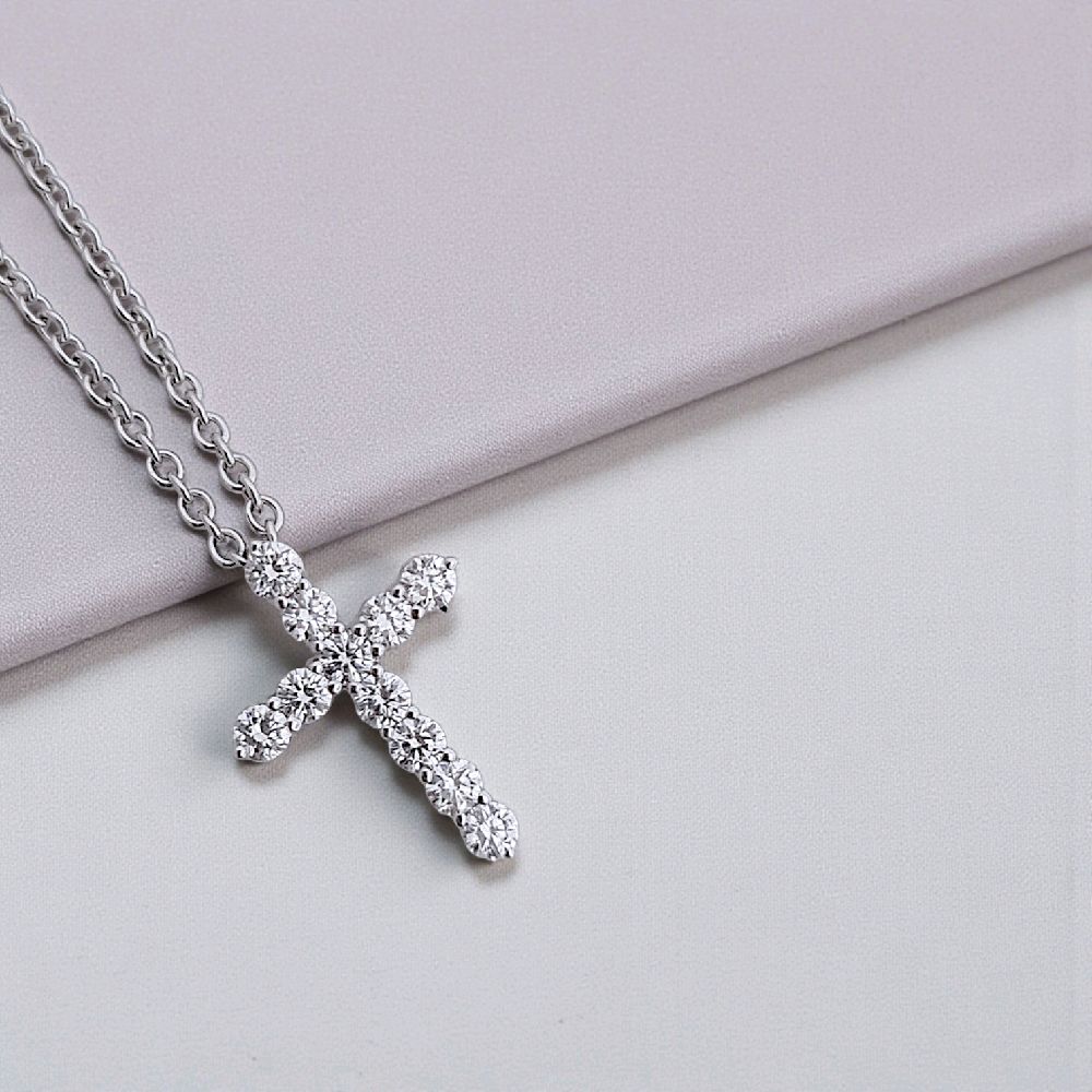 Cross Diamond Necklace 18K / Kalung Salib Berlian 18K / Diamond Jewelry 122KB54000AB HT