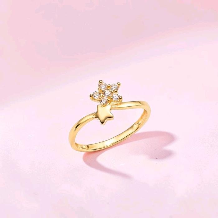 Gold Star Zirconia Kids Ring 16K / Cincin emas Bintang Zirconia 16K / Diamond Jewelry / 446CMS098LS