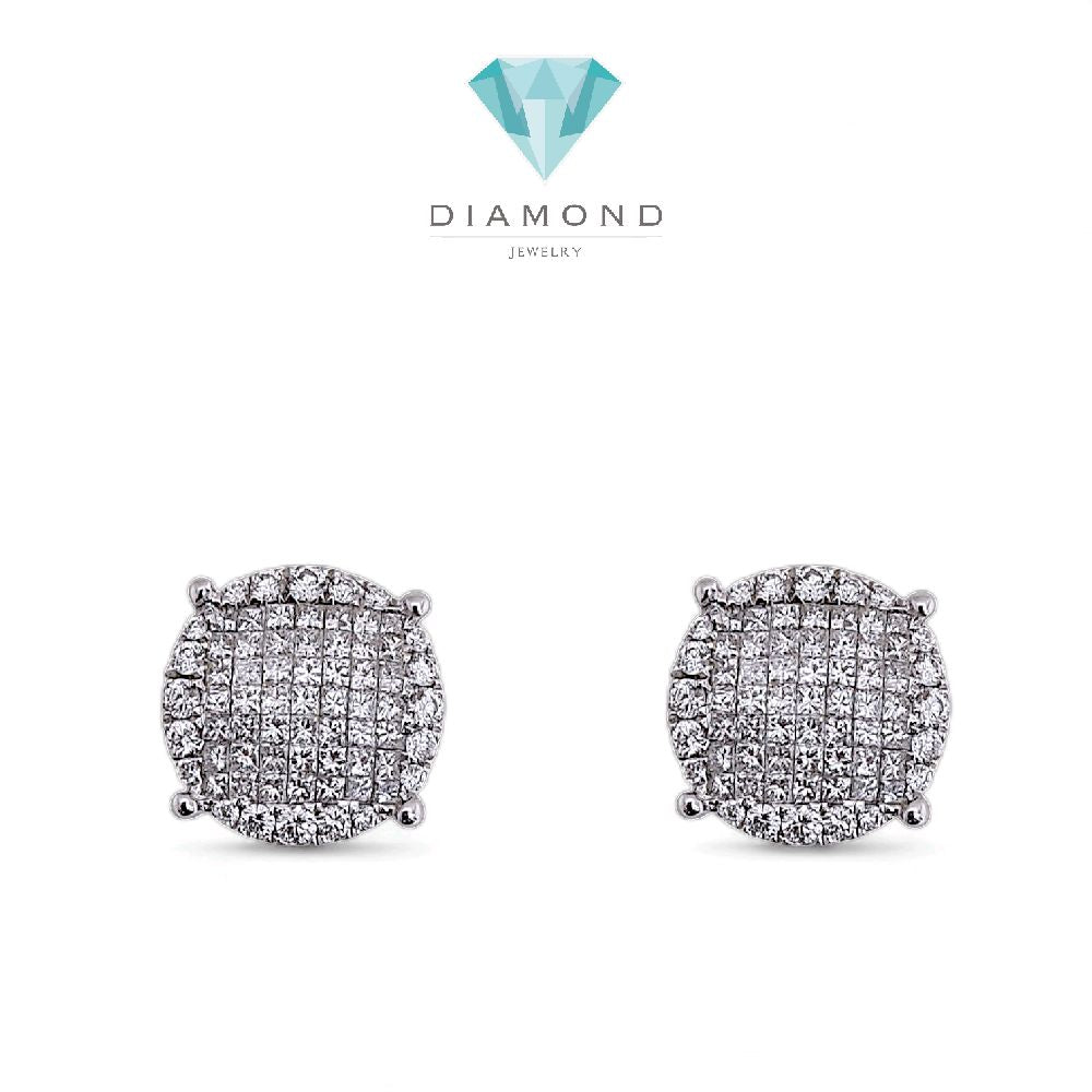 Mega Round Diamond Earring 18K-Diamond Jewelry-18ABKV2308WP-HT