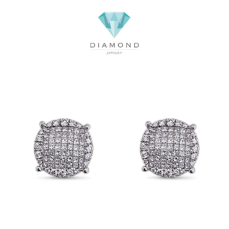Mega Round Diamond Earring 18K-Diamond Jewelry-18ABKV2308WP-HT