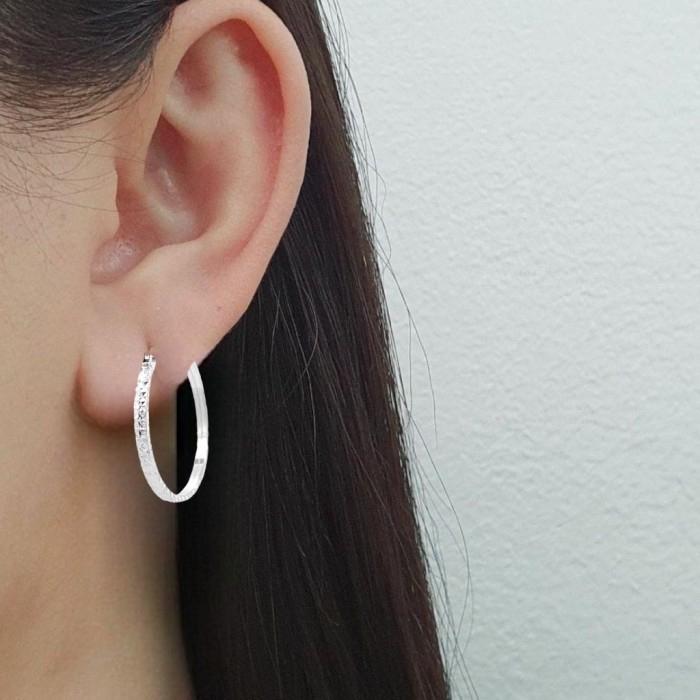 Hoop anting emas bulat Earring 18k white gold-Diamond Jewelry