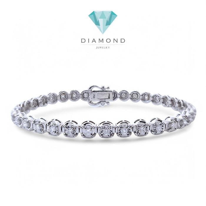 Tennis Diamond Round illusion Bracelet 18K / Diamond Jewelry