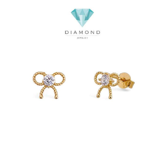 Ribbon Gold Earring 700K / Anting Emas Pita 700K / Diamond Jewelry 421AMS101LS-HT