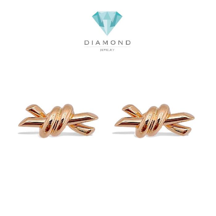 Knot Gold Earring 18K / Anting Knot 18K / Diamond Jewelry 394ABD414RY-HT