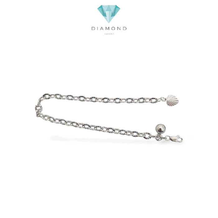 White Gold Bracelet With Heart And Bell 17K / Diamond Jewelry / 487GMS307LS