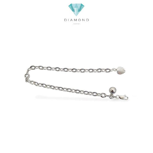 White Gold Bracelet With Heart And Bell 17K / Diamond Jewelry / 487GMS307LS