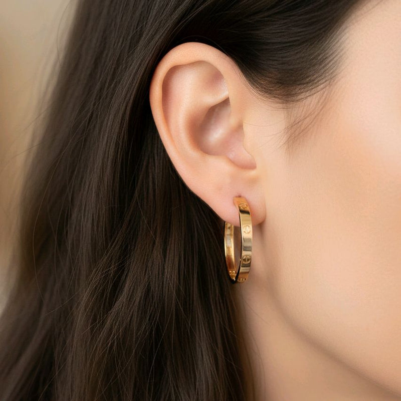 Hoop Love Gold Diamond Earrings 18K / Anting Hoop Love Diamond 18K / Diamond Jewelry / 402ABD1488RY