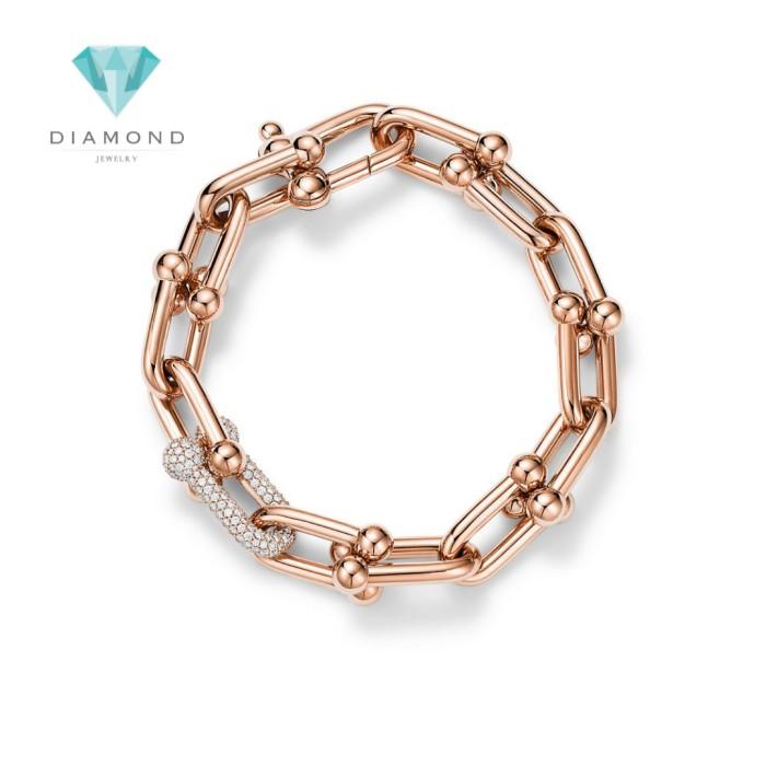 Diamond Gold Hardware Chain 18K Rose Gold Italy