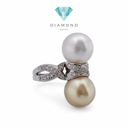 Duo Pearl Diamond Ring 18K / Diamond Jewelry