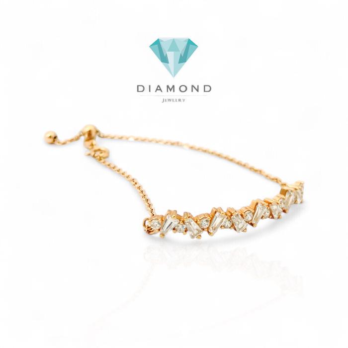 Gold Bracelet baguette emas/ gelang emas baguette zirconia-750K Diamond Jewelry