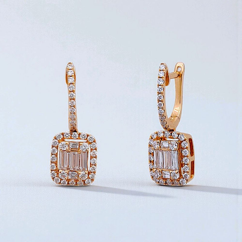 Baguette Diamond Earring 18K / Anting Berlian Baguette 18K / Diamond Jewelry 392AB7500VIONLS-HT