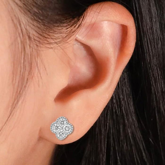 Vancleef earring stud anting clover diamond 18K