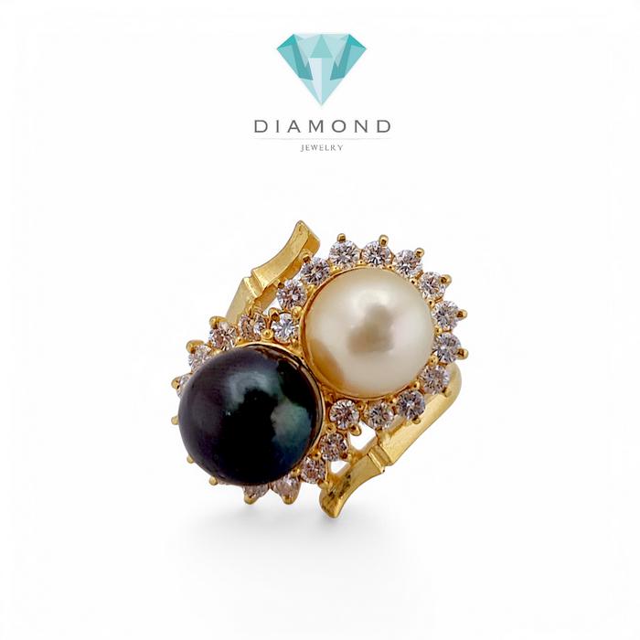 Pearl Double duo Color Diamond 18K / Diamond Jewelry
