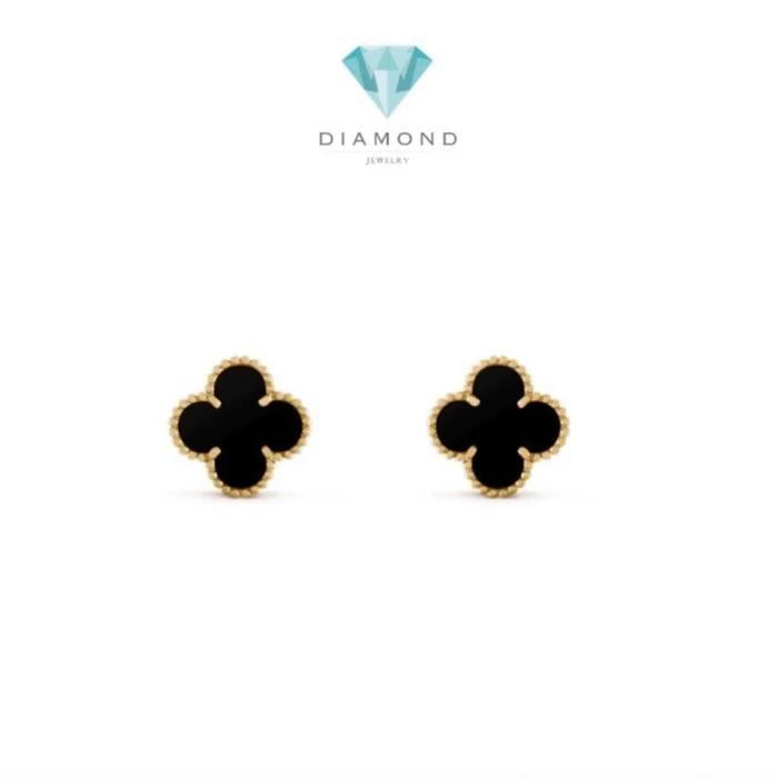 Clover Necklace/Earring Onyx 1 Clover/Kalung & Anting Emas Fashion 18K Diamond Jewelry-370KBD2000CHLS/262ABD742RY-HT