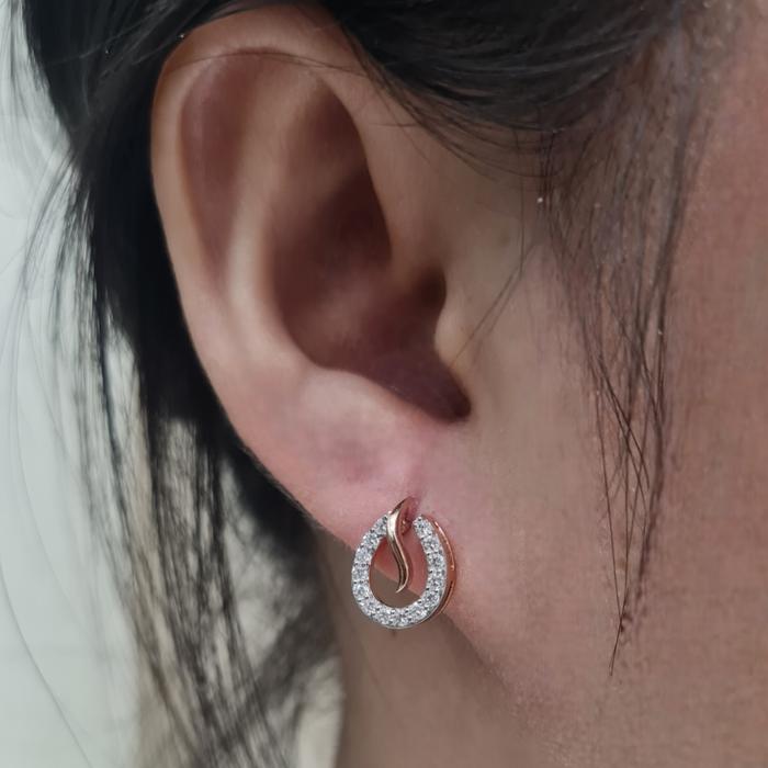 Diamond Earrings leaf duo combination diamond/ Diamond Jewelry