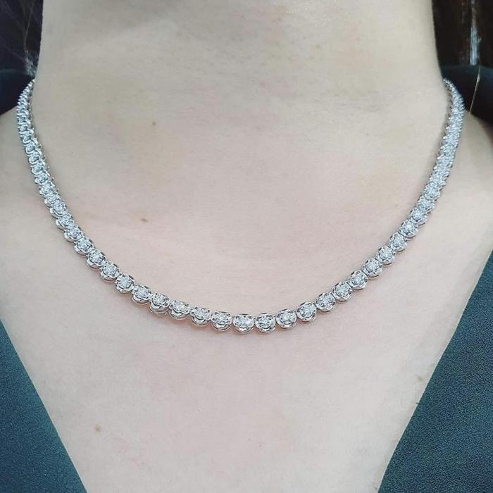 Diamond tennis 8 crt illusion necklace 18k Gold Diamond Jewelry