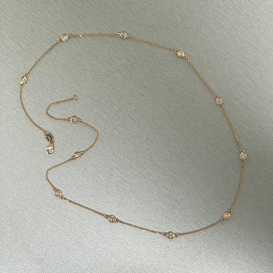 Diamond Elsa  necklace 18k stacking yard- Diamond Jewelry