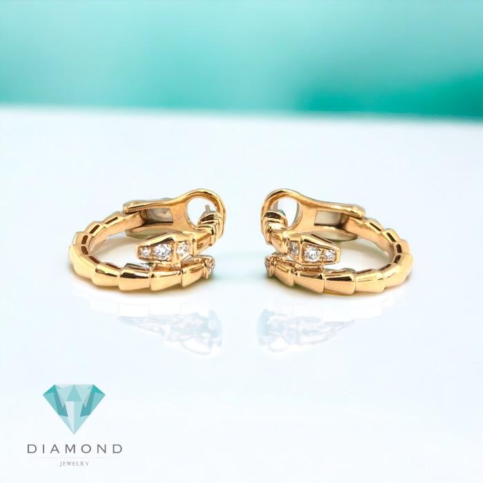 Ulo diamond earring hoop 18k rose gold serpent-Diamond jewelry