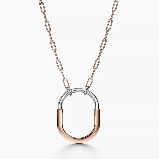 chain diamond necklace  lock pendant 18k -Diamond Jewelry