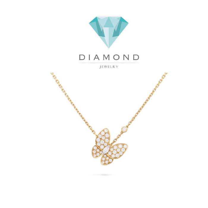 Butterfly diamond necklace 18k gold  -Diamond Jewelry