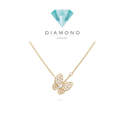 Butterfly diamond necklace 18k gold  -Diamond Jewelry