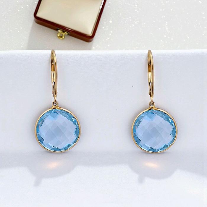 Aquamarine Earring 14K / Anting Aquamarine 14K / Diamond Jewelry 56BA240LS-HT