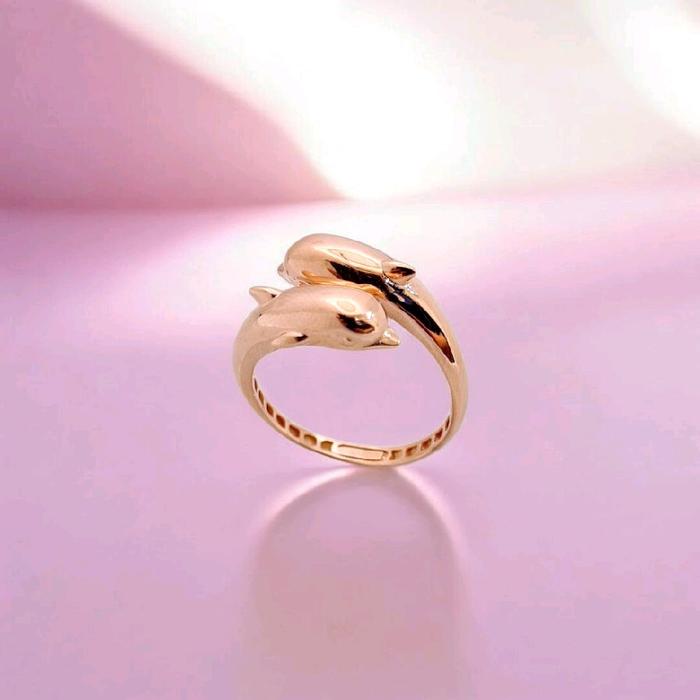 Rose Gold Duo Dolphin Rings 17K / Cincin Rose Gold Duo Lumba-lumba 17K / Diamond Jewelry / 443CMS192LS