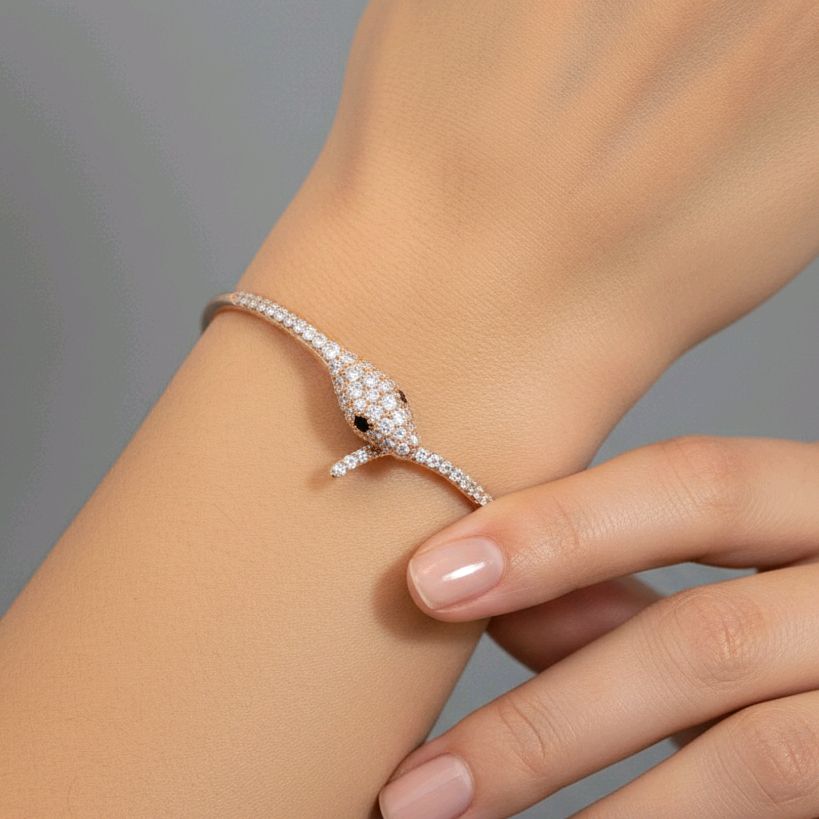 Snake Gold Bracelet 17K / Gelang Emas Ular 17K / Diamond Jewelry / 480GMS389LS