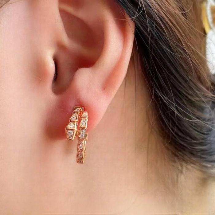 Ulo diamond earring 18k gold viper- Diamond Jewelry