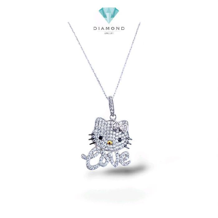 White Gold Hello Kitty Pendants 18K / Liontin Emas Putih Hello Kitty 18K / Diamond Jewelry / 200LMSWP4