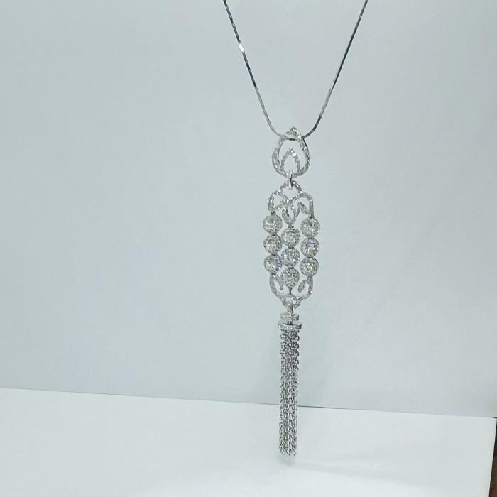Triad floating diamond pendant 18k white gold-Diamond Jewelry