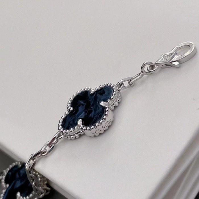 Pietersite clover bracelet 18k white gold -Diamond Jewelry