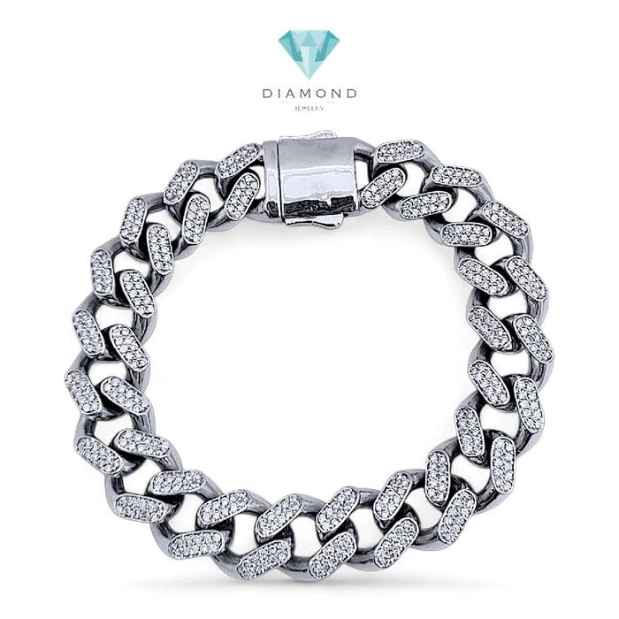 Cuban Diamond Bracelet 18K / Gelang Berlian Sisik Naga 18K / Diamond Jewelry-1GB2747SDNEW-HT