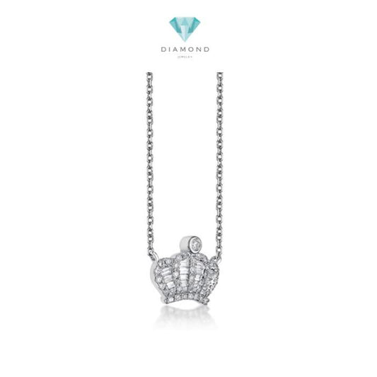 Crown Diamond Necklace 18K white gold Diamond Jewelry