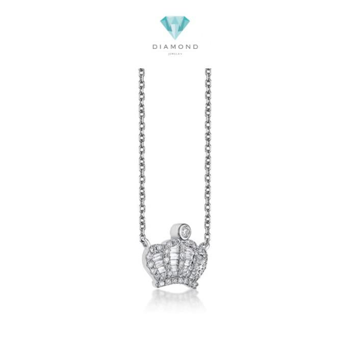 Crown Diamond Necklace 18K White Gold Diamond Jewelry-90LBM1100WPLS-HT