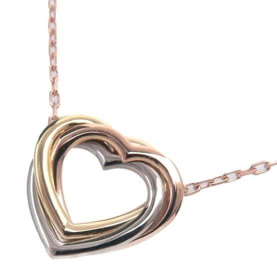 Heart Tricolor 18K Gold Necklace Trinity-Diamond Jewelry-14KMSSM449RY-HT