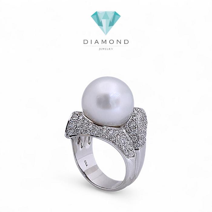 Pearl Diamond Ring 18K / Diamond Jewelry