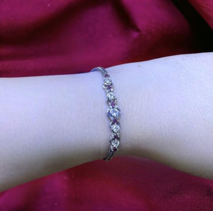 Diamond ruby bracelet 18k white gold- Diamond Jewelry