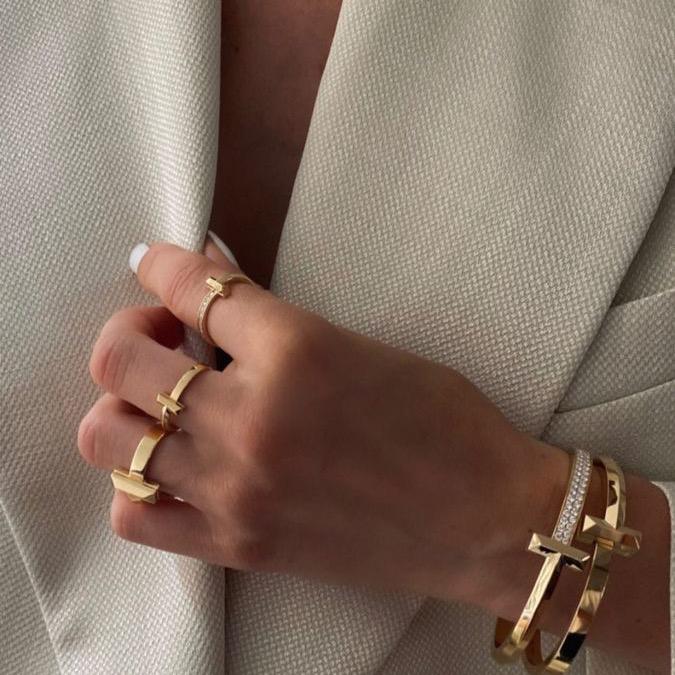 T Hinged Diamond Regular Bangle Diamond Jewelry