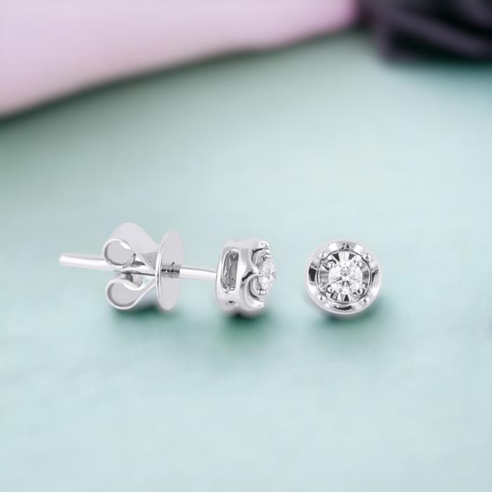 Flower Diamond Earring Illusion-18k-Diamond Jewelry