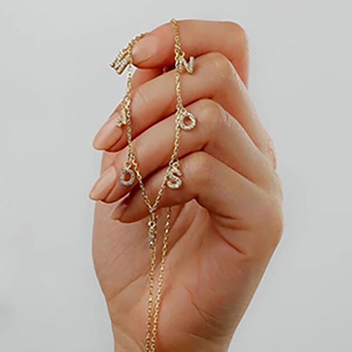 Diamond alphabet 18K gold custom necklace