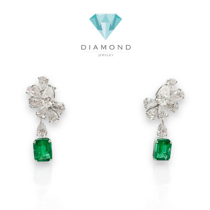 Emerald laura marquis Diamond Earring-18k-Diamond Jewelry