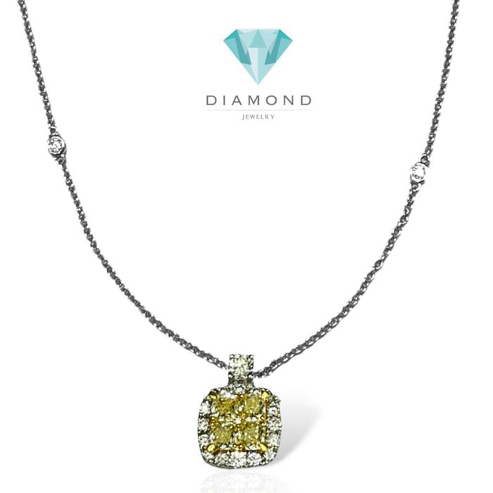 Yellow diamond pendant white gold 18k-Diamond Jewelry