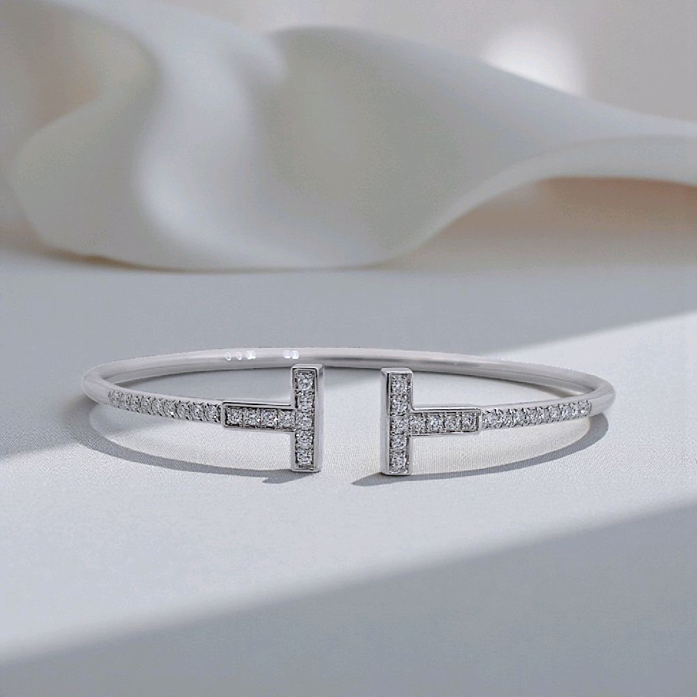 Double T Diamond Bangle 18K / Gelang Berluan Double T 18K / Diamond Jewelry 140GBD129000AB-HT