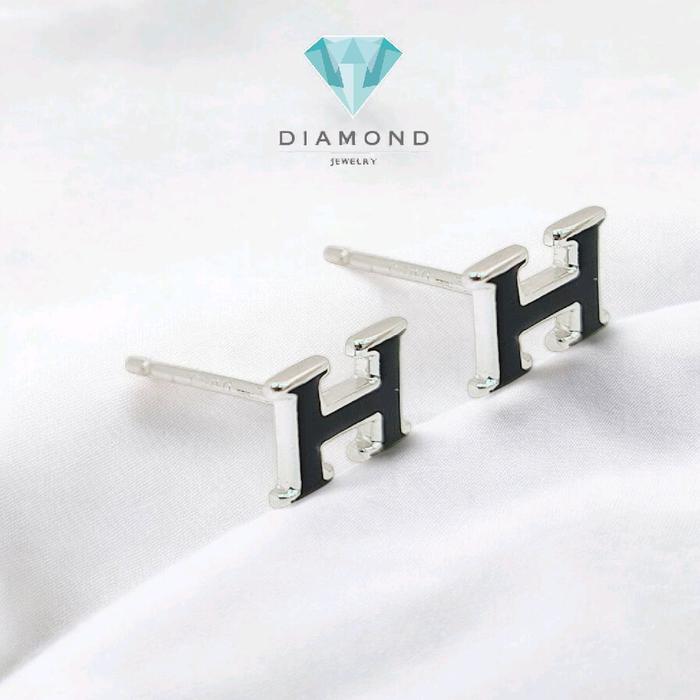 Anting Mas Model H Hitam 18K-Diamond Jewelry-333AMSLS1