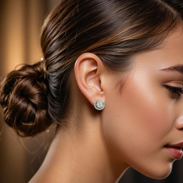 Halo Round Espera diamond earring 18k-Diamons Jewelry