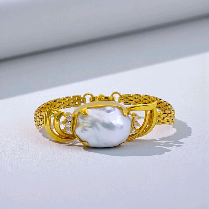Pearl Gold Bracelet 23K / Gelang Emas Mutiara 23K / Diamond Jewelry 836M24WP-HT